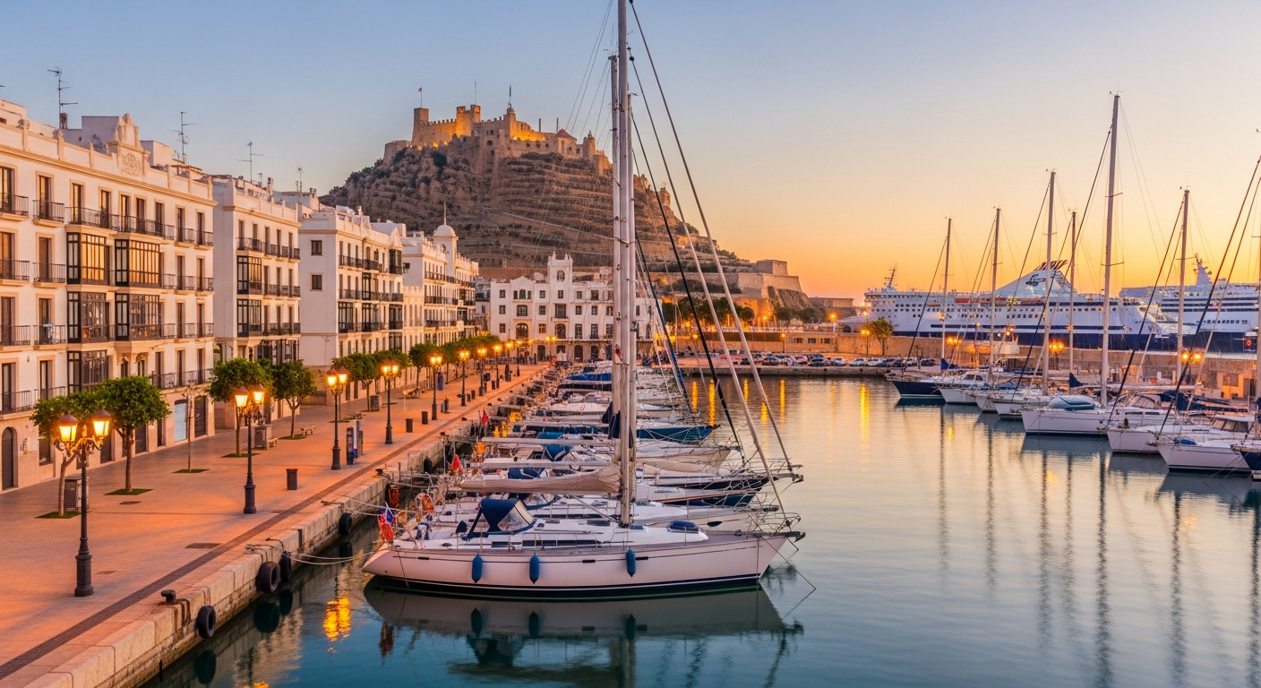 Alicante Harbor Sailboats Castle