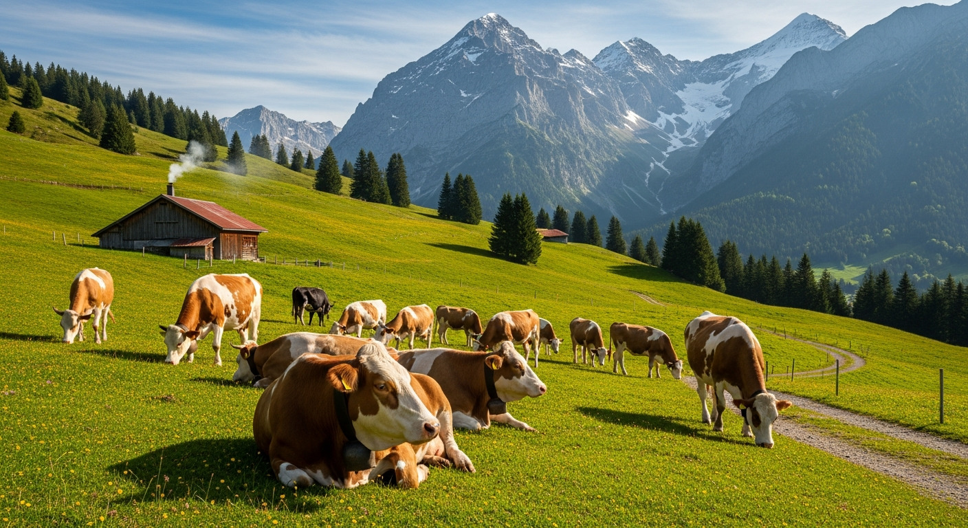 Alpine Pasture Swiss Cows