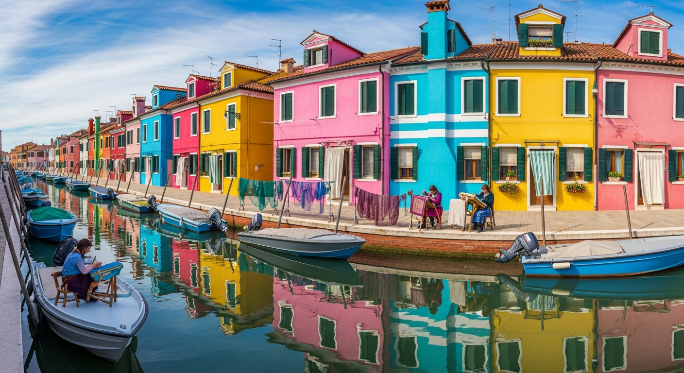 Burano Colorful Houses Canal