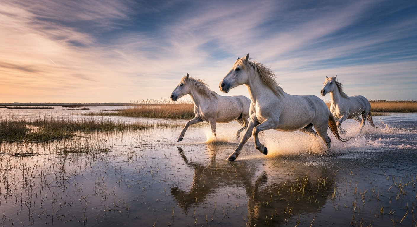 Camargue White Horses