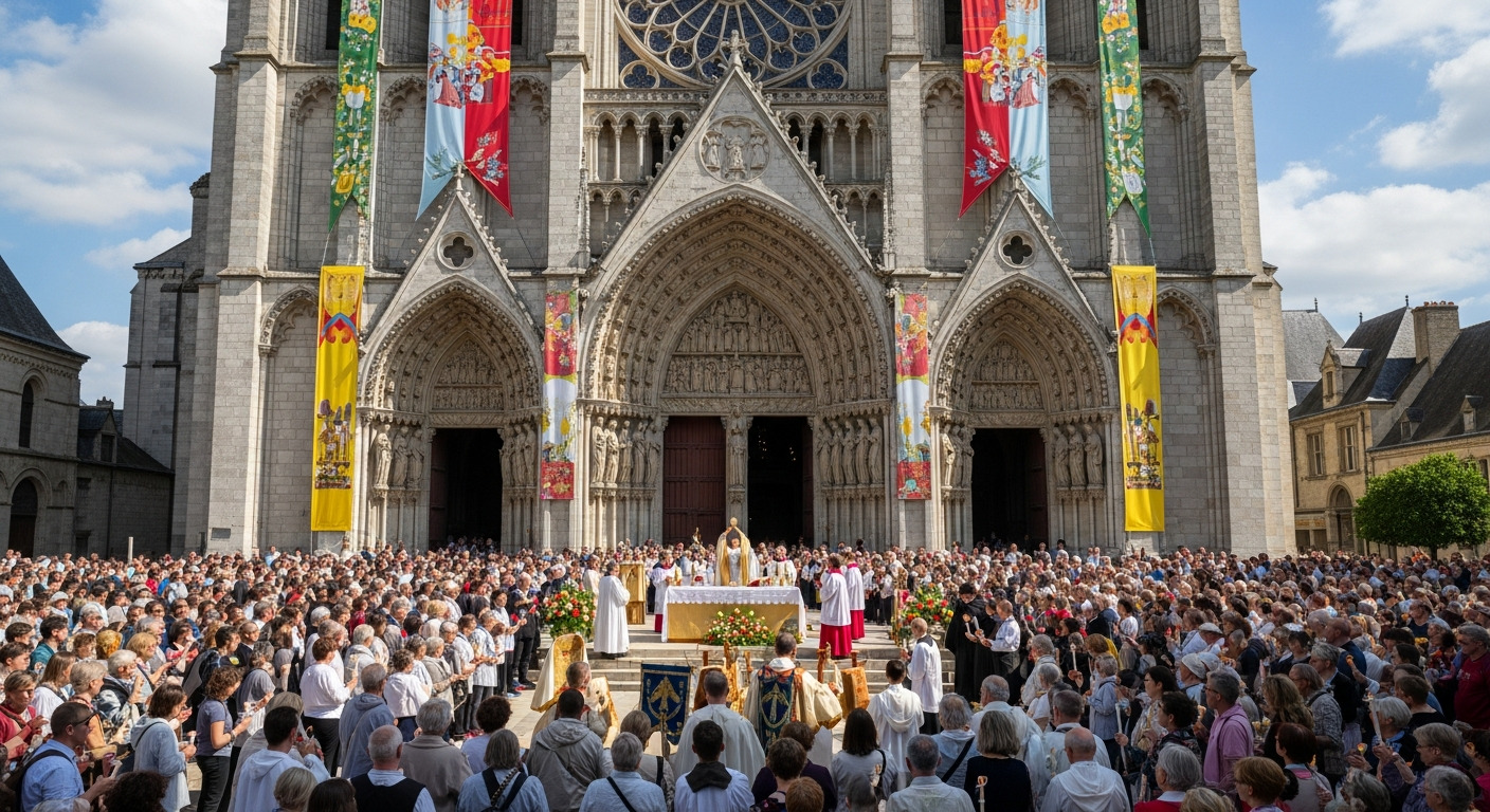 Chartres Entrance Pilgrims Gathering