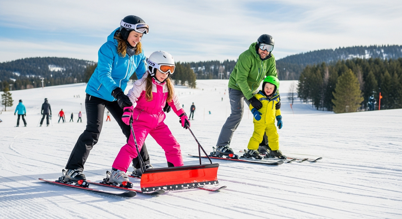 Family Skiing Children