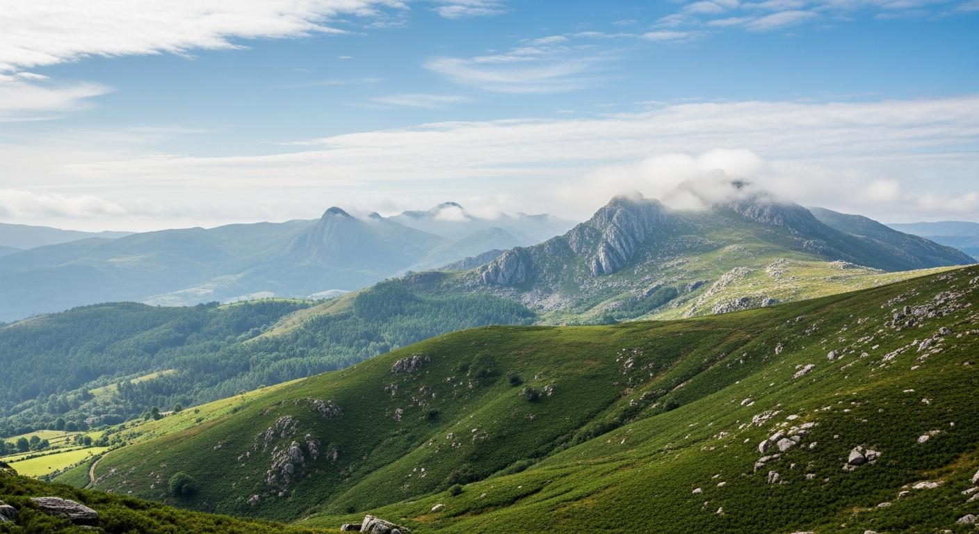 Galicia Grenze Grüne Hügel