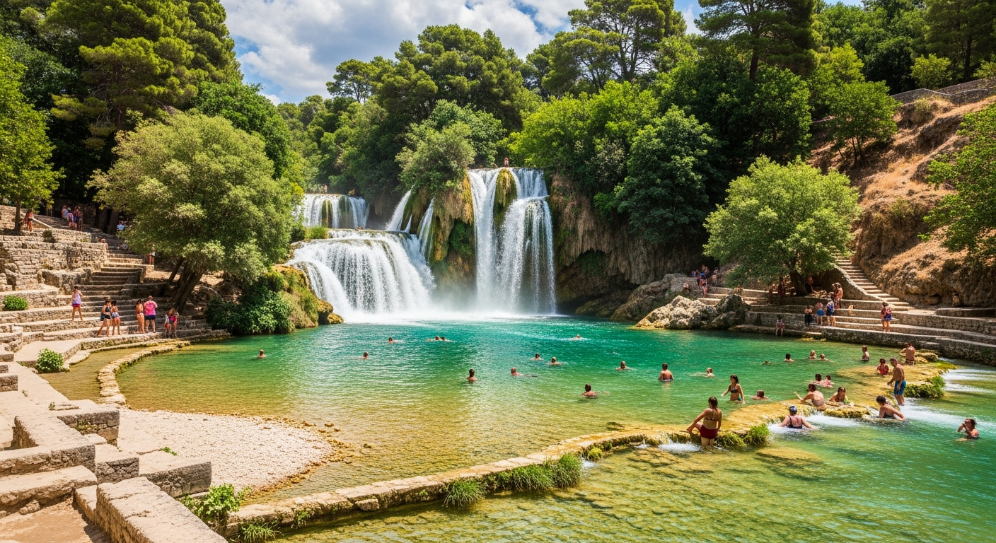 Krka Waterfalls Swimming Nature
