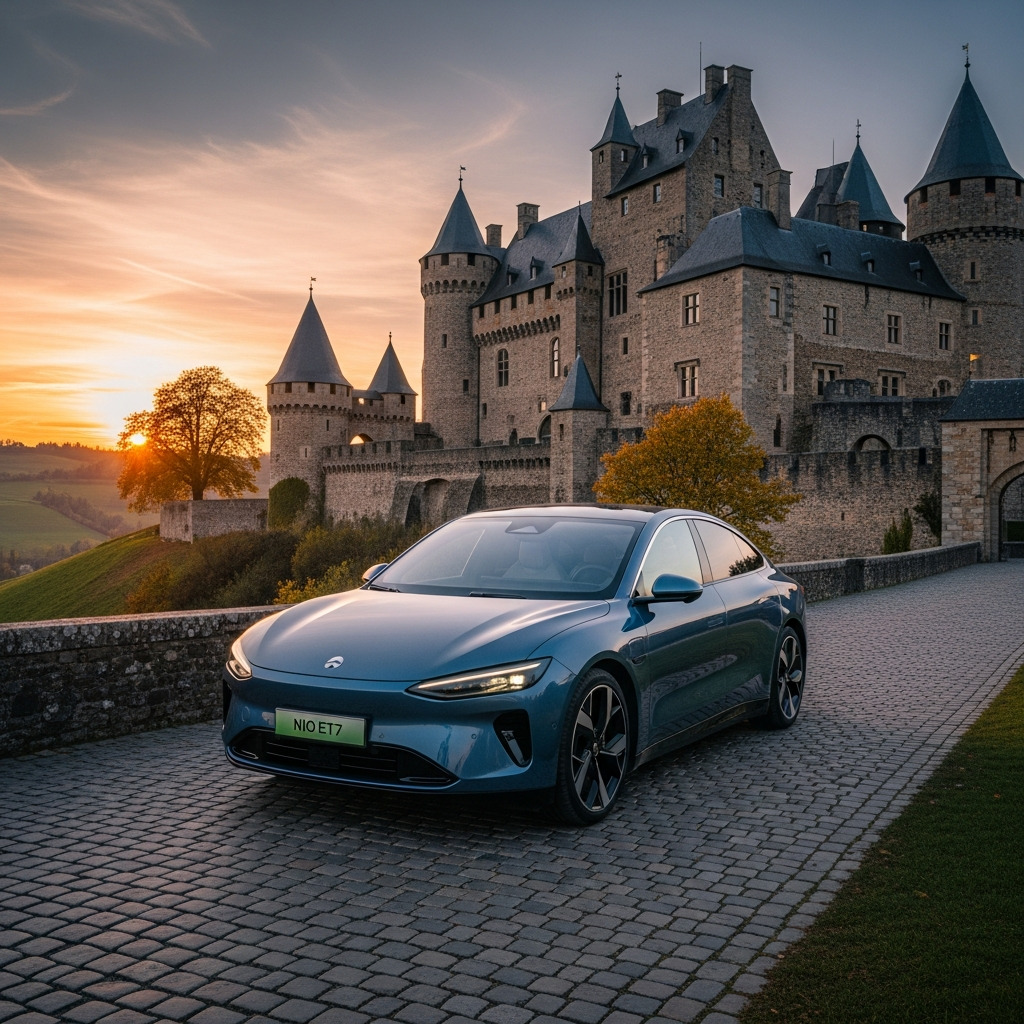 Nio Et7 Vor Mittelalterlicher Burg