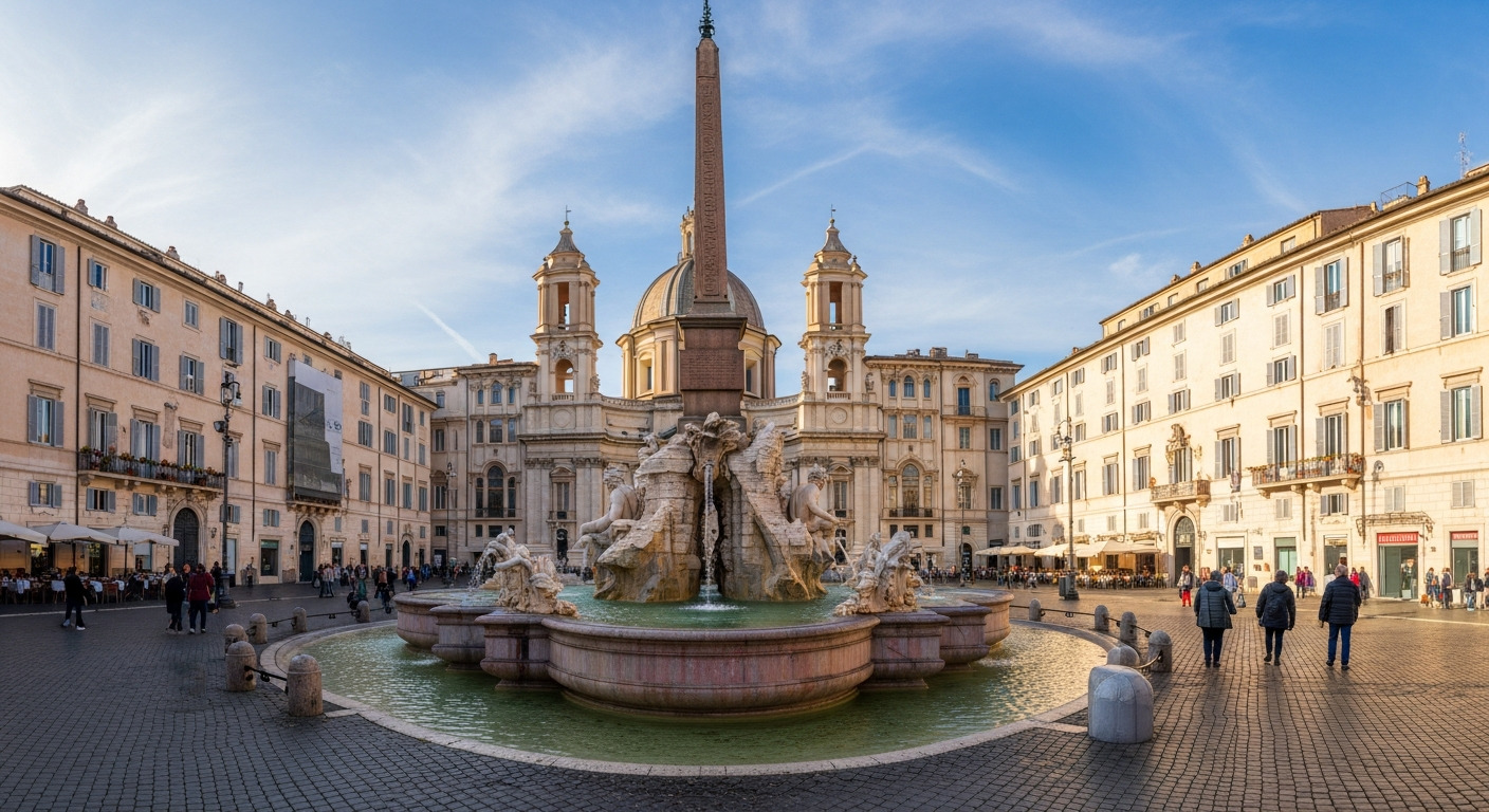 Piazza Navona Bernini Fountains