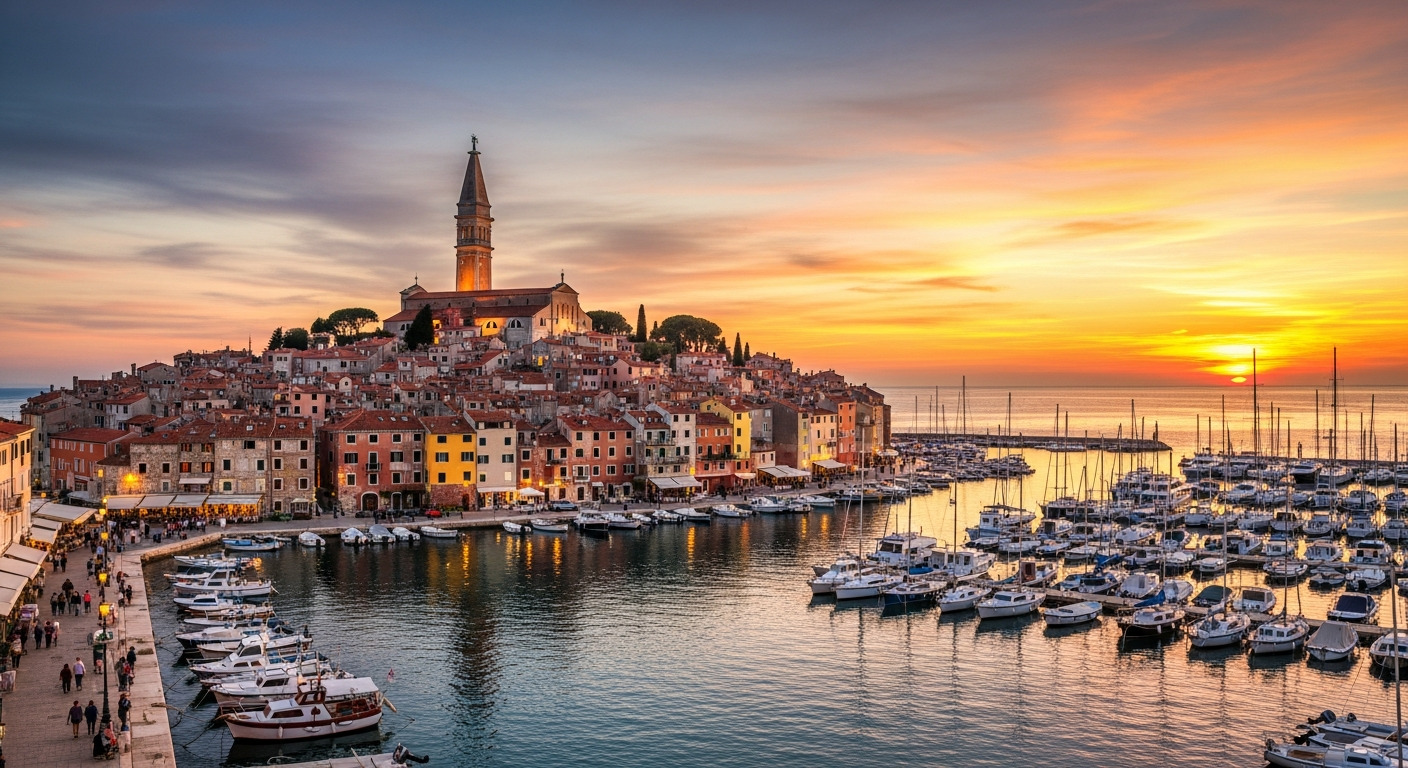 Rovinj Venetian Harbor Sunset