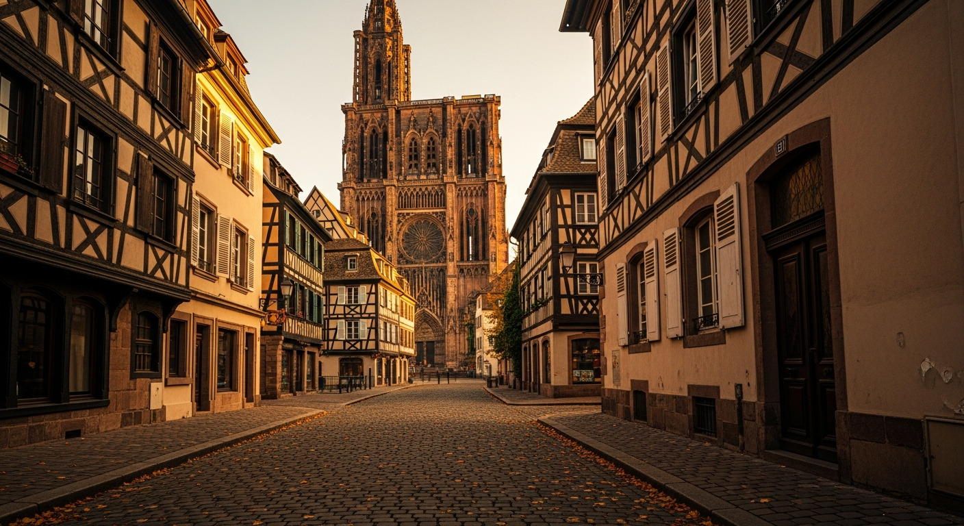 Strasbourg Cathedral Autumn Morning Empty