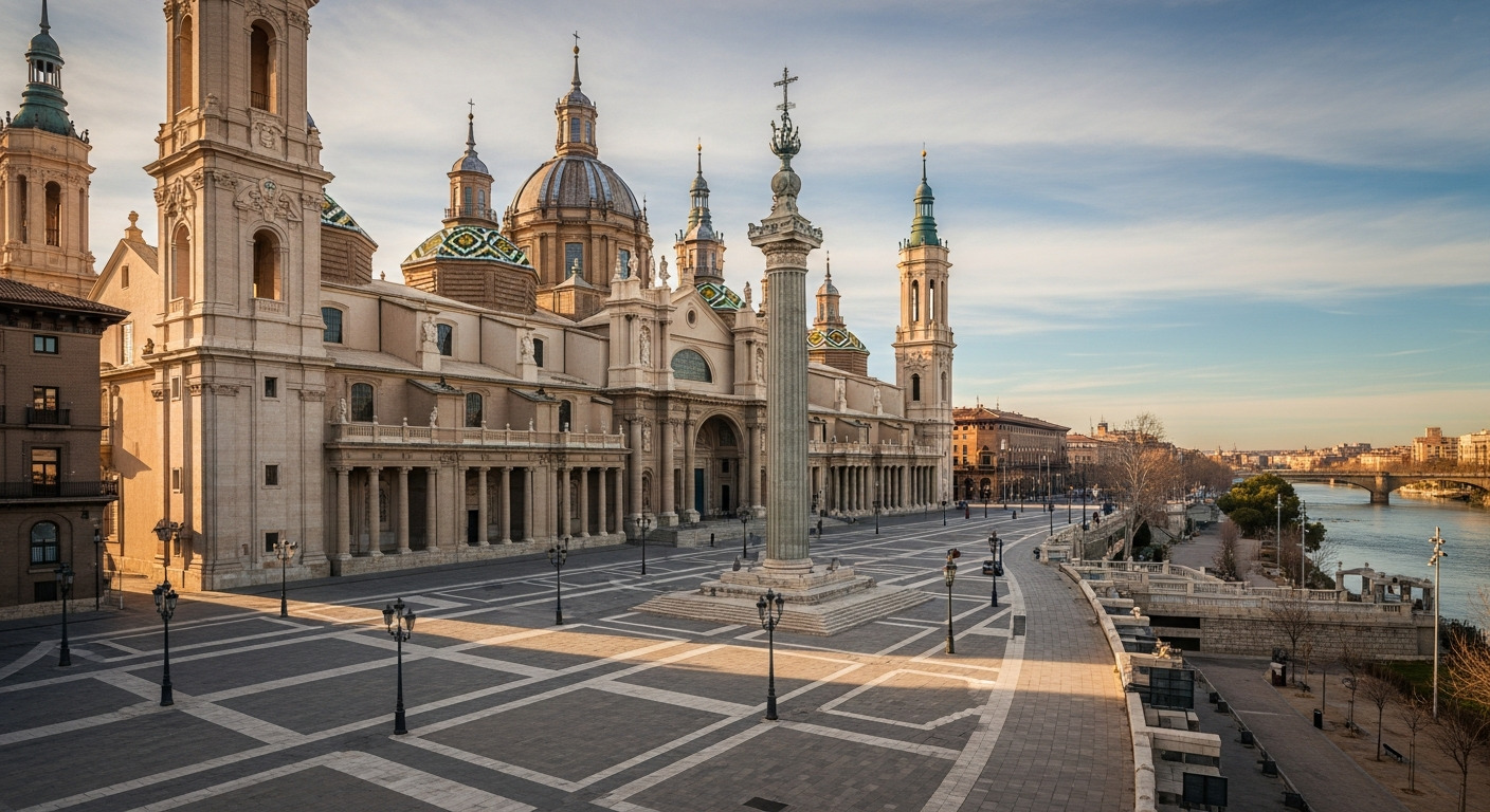 Zaragoza Basilica Ebro River Towers