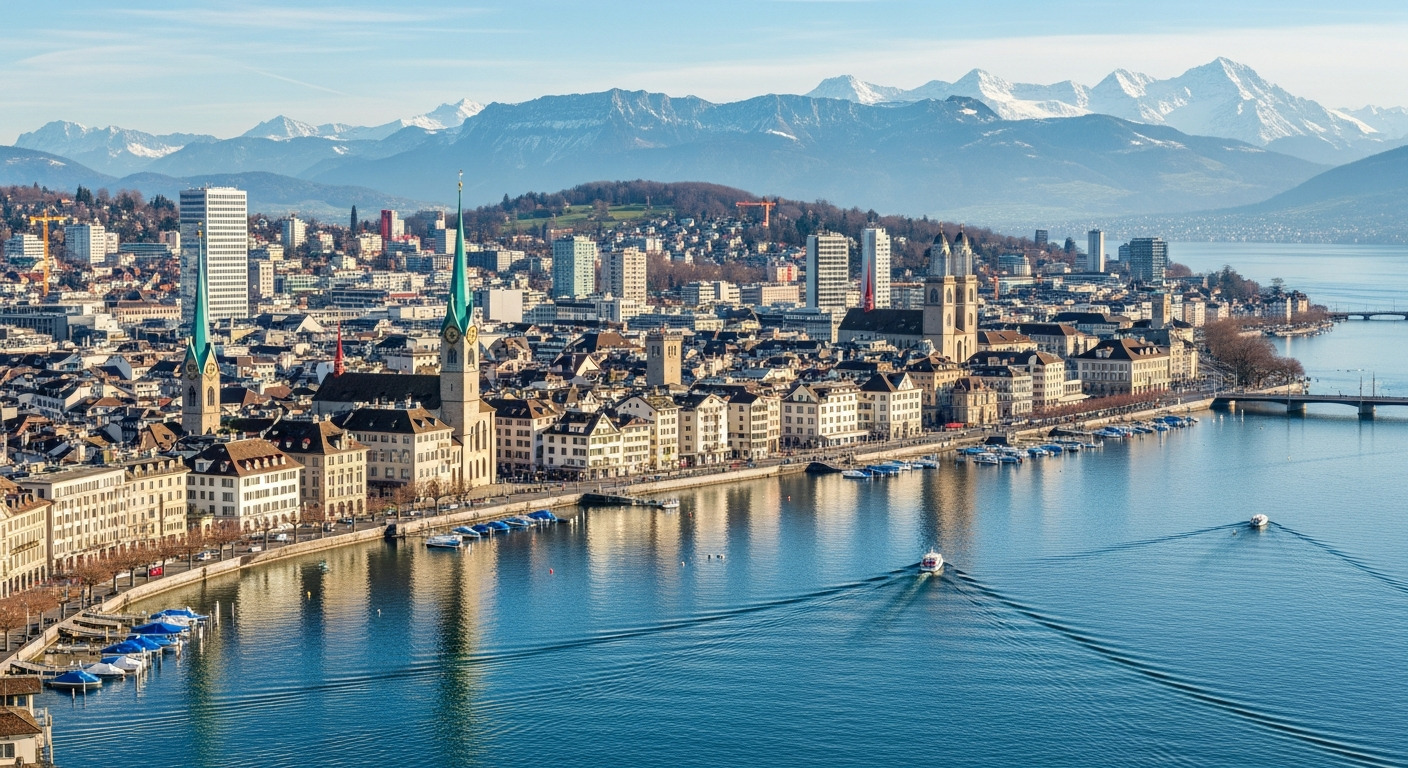 Zurich City Lake Alps
